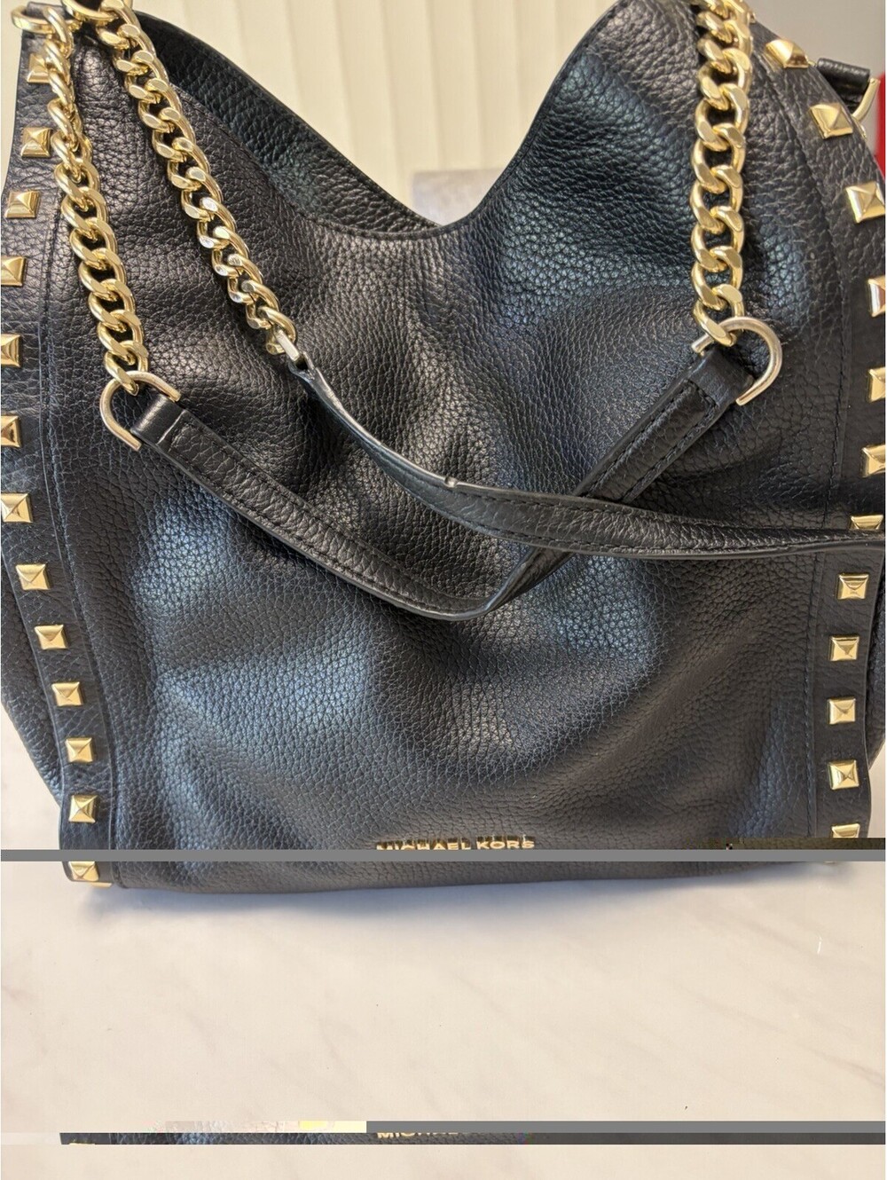 Michael Corks Black Gold Chain Shoulder Bag